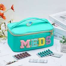 Túi đựng đồ trang điểm Geetery Chenille Túi đựng đồ trang điểm bằng vải nylon Túi đựng đồ trang điểm di động Túi đựng đồ trang điểm Preppy Patch có khóa kéo Túi đựng đồ vệ sinh cá nhân cho phụ nữ (Màu xanh lá cây) - Nhiều màu - Xem 3