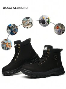 Men's Lightweight Steel Toe Shoes, Industrial Safety Boots With Puncture-proof And Water Resistant Features