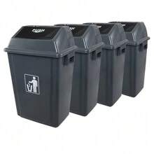 13 Gallon Plastic Kitchen Trash Can With Lid, Pack Of 4