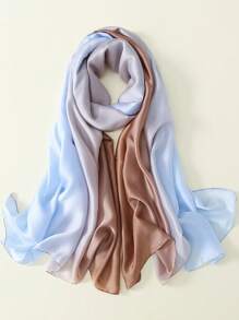 1pc Women Fashionable Elegant Gradient Satin Scarf/Shawl - Multicolor - View 2
