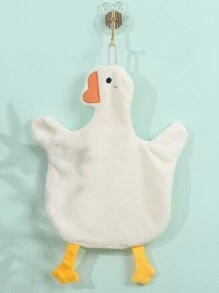 1pc Cartoon Goose Hand Towel, Fast-Drying Coral Fleece Towel With Strong Water Absorption, Suitable For Hanging In Kitchen, Bathroom, And Bedroom (Gray) Back To School Dish Cloths Kitchen Towel