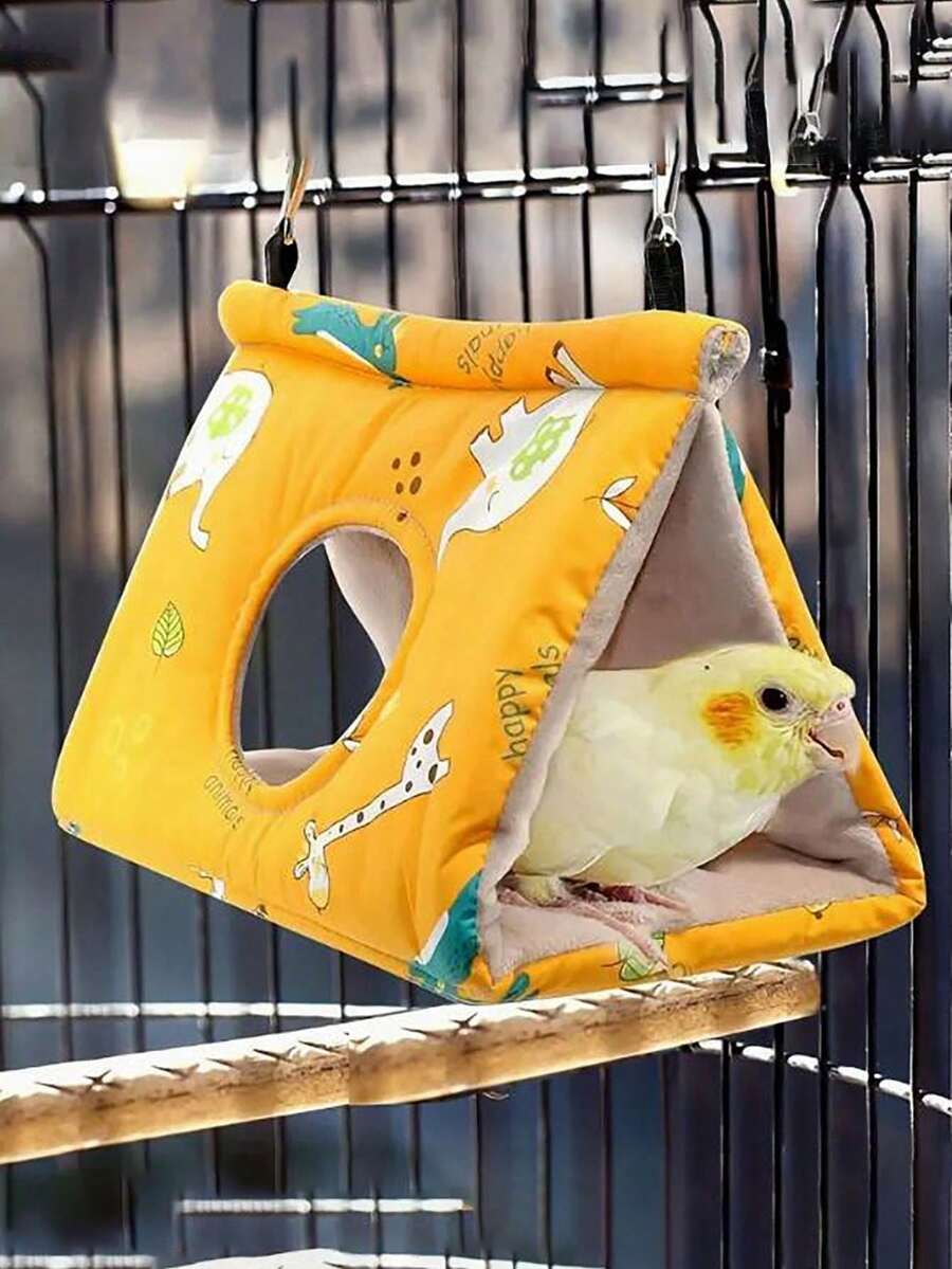 冬季保暖鸟巢屋 - 悬挂吊床天鹅绒棚屋笼子毛绒蓬松鸟窝睡床毛绒绒适用于非洲灰凤头鹦鹉和其他鹦鹉