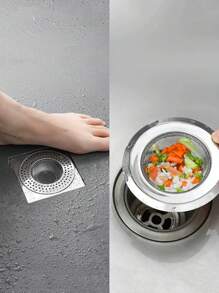 1 pieza/2 piezas Colador para fregadero de cocina, Cesta filtrante de acero inoxidable para drenaje de fregadero, Trampa antiatascamiento para salida de agua de lavabo - Multicolor - Ver 2