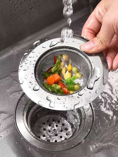 1 pieza/2 piezas Colador para fregadero de cocina, Cesta filtrante de acero inoxidable para drenaje de fregadero, Trampa antiatascamiento para salida de agua de lavabo