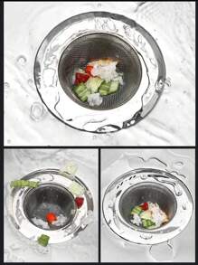 1 pieza/2 piezas Colador para fregadero de cocina, Cesta filtrante de acero inoxidable para drenaje de fregadero, Trampa antiatascamiento para salida de agua de lavabo - Multicolor - Ver 4