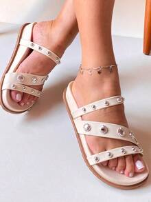 Women's Platform Sandals With Medals And Coins Original Delicate Light Sole Comfortable. - Blanco - Ver 4
