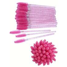 300 piezas 100 piezas 50 piezas Pinceles negros desechables de alta calidad para los ojos - Suaves, delicados, precisos para extensiones de pestañas, cejas y maquillaje, aptos para piel normal - Sin fragancia, varilla de plástico ABS, diseño de pincel de palma, fácil de usar - Set de maquillaje para ojos de mamá