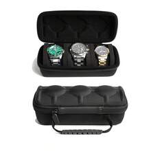 3 Fach Uhrenreiseetui mit Anti-Rutsch Kissen, tragbare Uhrenrolle Organizer für Herren und Damen, Schutzaufbewahrungsbox