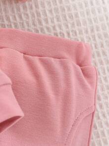 Bộ 2 món/Bộ áo nỉ dài tay in chữ cho bé gái + quần dài thường ngày màu trơn - Hồng - Xem 6