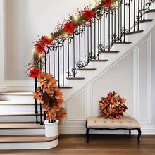 150cm/5FT Berry Christmas Garland, Artificial Poinsettia Garland With Red Berries And Holly Leaves, Pine Cone Garland For Christmas Holiday Party Decorations Christmas Décore Christmas Decoration - 紅色和綠色 - 查看 9