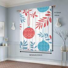 1 件，圣诞球，叶子，印花薄纱窗帘，家居装饰纱布窗帘，适用于卧室、客厅、餐厅、书房、家居装饰、圣诞快乐、圣诞礼物 - 彩色 - 查看 14