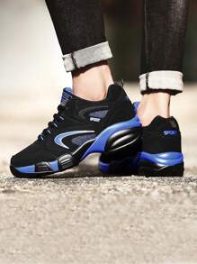 DINGZU Giày thể thao nam cổ thấp màu xanh navy và đen, chống trượt, thoáng khí, thoải mái ngoài trời, giày thể thao giản dị, giày thể thao da phong cách tối giản, giày tennis màu trơn, giày đế cao su dày - Màu xanh lam - Xem 2