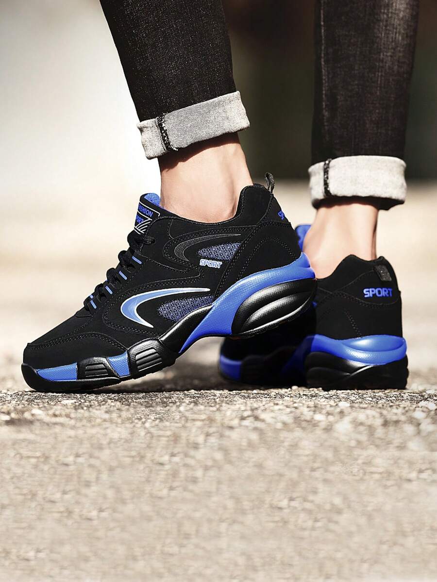 DINGZU Giày thể thao nam cổ thấp màu xanh navy và đen, chống trượt, thoáng khí, thoải mái ngoài trời, giày thể thao giản dị, giày thể thao da phong cách tối giản, giày tennis màu trơn, giày đế cao su dày