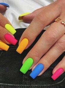 Bộ 120 đầu móng vuông lì nhiều màu + 5 dũa móng, Thu/Đông - Nhiều màu - Xem 1