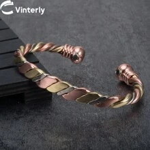 Twisted Pure Copper Magnetic Bracelet Handmade Braided Adjustable Health Energy Bangles Open Cuff Jewelry Women Resizable - Handmade Braided - View 1