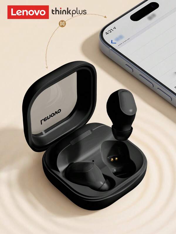 Lenovo EA200 Bluetooth Earphone, Half In-Ear HIFI Sound Quality, 5.4, With Microphone, High Definition Calling, Music, Sports, Gaming, Low Latency, Comfortable Wear, Smart Noise Canceling, Long Battery Life, Mini Wireless Earbuds