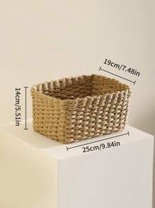 1 pezzo di cestino portaoggetti intrecciato a mano, design intrecciato creativo per cestino portaoggetti per la casa, organizzazione e conservazione domestica, adatto per soggiorno, camera da letto, dormitorio e accessori per ufficio, decorazione per la casa, decorazione in stile fattoria, Cestino portaoggetti in erba marina in stile boho con accenti in legno e rattan, decorazione moderna per patio e giardino