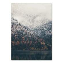 1 tấm áp phích in vải canvas phong cảnh thiên nhiên Bắc Âu động vật bò hươu hồ tuyết núi rừng đường sắt nghệ thuật treo tường tranh trang trí hình ảnh không có khung - Nhiều màu - Xem 10