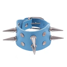 全新朋克风格双排尖刺皮革宽腕带，酒吧和街舞的个性化配饰 - 彩色 - 查看 15