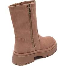 Women's Camel Ankle Boots With Notched Sole And Gold Zip Fastening - Camel - View 4