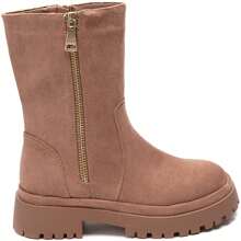 Women's Camel Ankle Boots With Notched Sole And Gold Zip Fastening - Camel - View 2