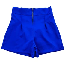 Women's Tailored Shorts, High Waist, Zippered - 寶藍色 - 查看 1