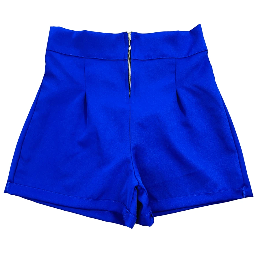 Women's Tailored Shorts, High Waist, Zippered - 寶藍色 - 查看 1