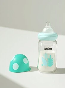 1pc 160ml/5.4oz Baby Glass Bottle, Wide Neck Mushroom Cap Newborn Feeding Bottle