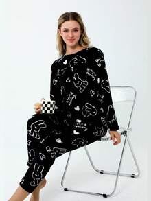 Conjunto de Pijamas Polar para Mujeres, Pijama térmico para invierno Mayoreo,Cómodos y Relajados - Rojo y blanco - Ver 9