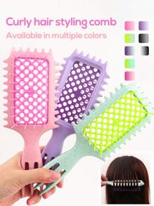 Curl Defining Brush1pc, Curl Brush For Curly Hair Styling Brush, Shaping And Defining Curls Comb For Women Men Less Pulling And Curl Separation Wheat Straw, Triple Pointed Tail Design Materials Define Curl Styling Brush1Pc - Multicolor - View 2