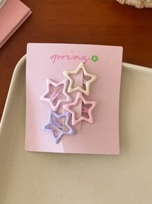 40pcs Heart & Star Shaped Hair Clips, Suitable For Women, Suitable For Daily Wear (8pcs Per Design, Random Colors), Hair Accessories, Head Accessories, Hairpin - Multicolor - View 5