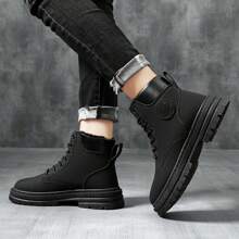 Bottes d'hiver chaudes pour homme, style britannique mi-mollet, doublure thermique, bottes de travail courtes rétro pour homme