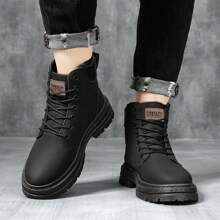 Bottes d'hiver chaudes pour homme, style britannique mi-mollet, doublure thermique, bottes de travail courtes rétro pour homme