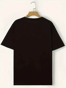 Classic Comic Style Cartoon Print, Men's Casual Round Neck Pattern Tees, 100% Cotton, Funny T-Shirt,190gsm,Everyday Wear And Gifts For Friends