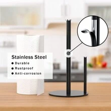 Black Paper Towel Holder Countertop - Free Standing Paper Towel Holder Stand For Bathroom And Kitchen Rolls, Non Slip Paper Towel Roll Holder, Modern Kitchen Countertop Organizer Fits Most Size Paper Roll