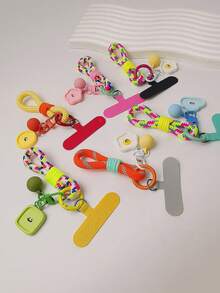 1 dây đeo cổ tay tròn ngắn sử dụng kép dày cho điện thoại di động, dây chuyền mặt hoạt hình, chắc chắn, dùng ngoài trời, dành cho cả nam và nữ - Nhiều màu - Xem 11