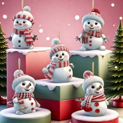 Christmas Snowman Pendant - 2D Flat Acrylic Cartoon Snowman Hanging Decoration, Suitable For Home And Garden Christmas Tree Decor - Party Event Decorations, Car Hanging Decor, Backpack Decorations, Perfect Holiday Gift