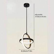 220V 小型现代 LED 吊灯，直径 20CM 圆形 LED 吊灯，黑色硅胶吊灯灯具，吊灯悬挂灯适用于餐厅客厅厨房 - 吊燈 - 查看 10