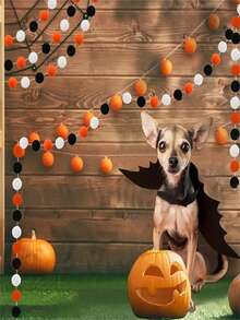 1 套/带绳毛毡球花环 - 天鹅绒球花环，多种颜色，天鹅绒球装饰，彩旗生日派对装饰，狂欢节拍照道具，狂欢节复活节，万圣节，感恩节，圣诞节墙壁装饰，派对装饰，圣诞装饰品 - 黑與白 - 查看 6