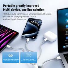 Cáp sạc đa năng 3 trong 1 Cáp sạc đa năng phổ thông (47,24/59,05/78,74 inch), Dây cáp USB nhanh với Type-C, Micro USB, Cổng IP cho hầu hết các điện thoại di động/IPad/IPhone/Máy tính bảng (Xám trắng) - Xám - Xem 6