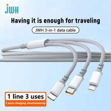 Cáp sạc đa năng 3 trong 1 Cáp sạc đa năng phổ thông (47,24/59,05/78,74 inch), Dây cáp USB nhanh với Type-C, Micro USB, Cổng IP cho hầu hết các điện thoại di động/IPad/IPhone/Máy tính bảng (Xám trắng) - Xám - Xem 4