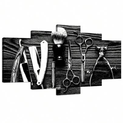 5 件/套木制框架帆布海报，现代艺术，理发师墙壁艺术，现代装饰画，卧室客厅走廊的理想礼物，墙壁艺术，墙壁装饰，冬季装饰，墙壁装饰，房间装饰 - 海报，墙壁艺术，房间装饰用品