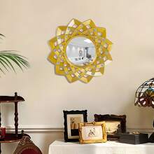 Set di 3 specchi da parete in plastica dorata creativa, decorazione da parete elegante e di lusso, senza elettricità necessaria (25 cm/9,84 pollici), ideale per soggiorno, camera da letto, ingresso, decorazione per la casa, ottimo regalo