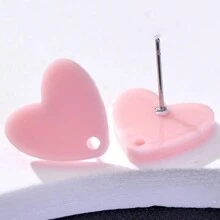 20pcs Colorful Acrylic Heart Shaped Earring Studs For Women, Jewelry DIY Accessories Valentines