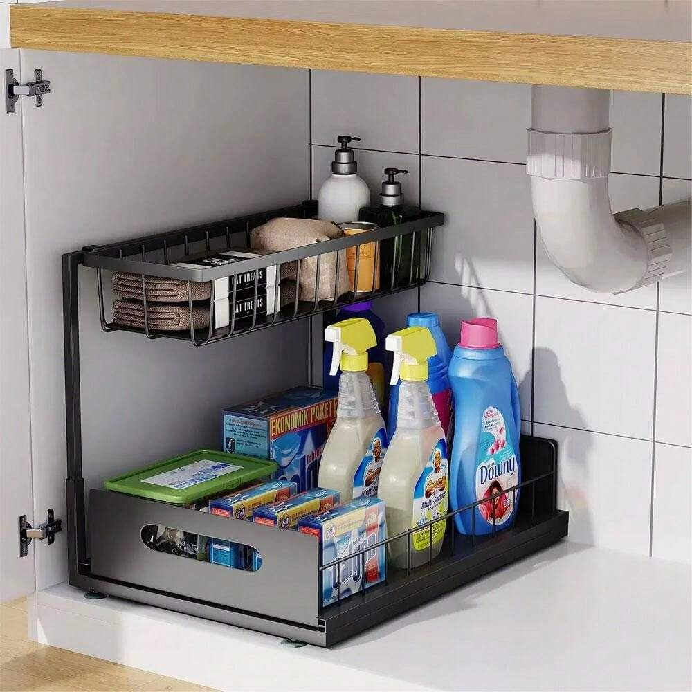 Under Sink Sliding Basket Organizer Drawer Pull Out