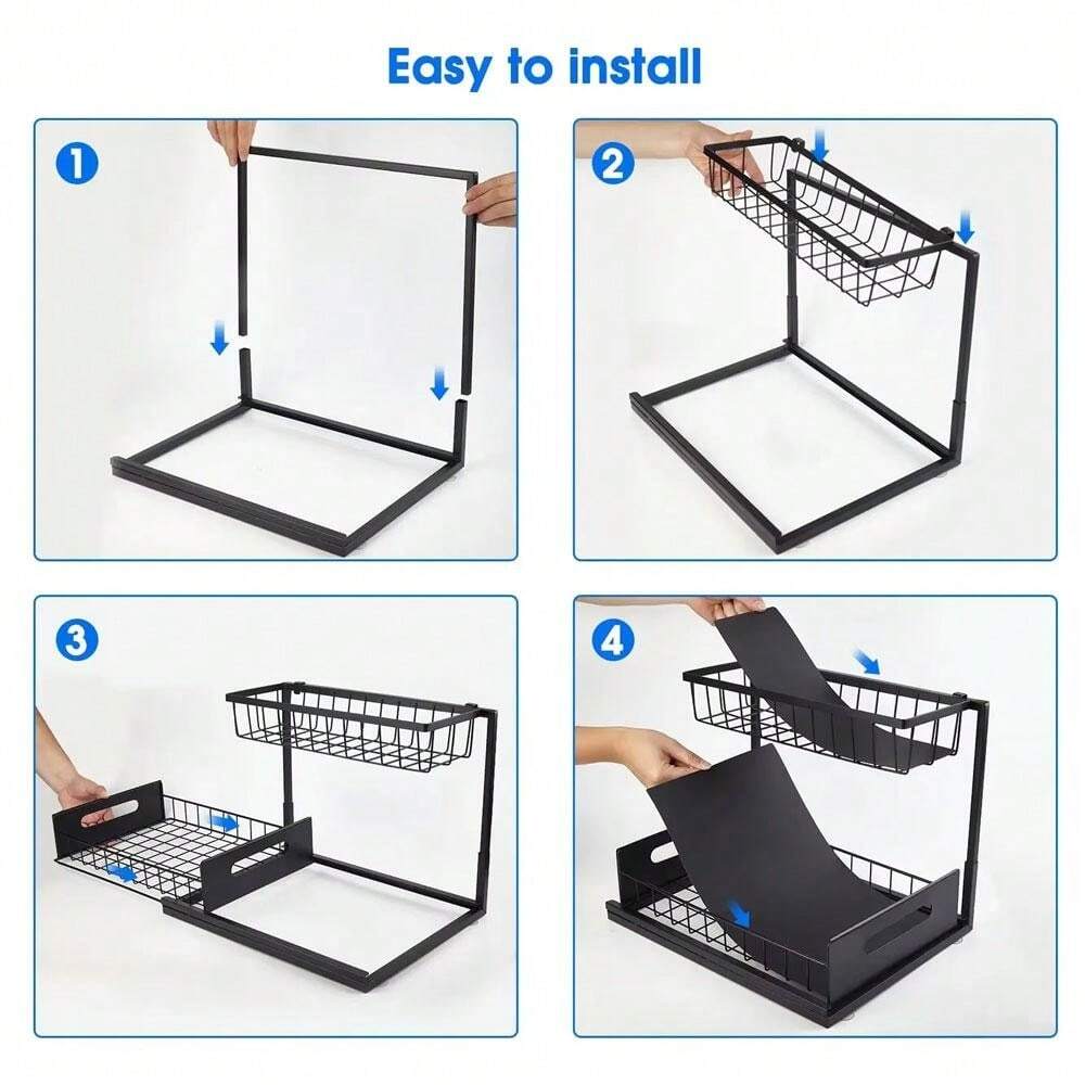Under Sink Sliding Basket Organizer Drawer Pull Out