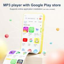 Oilsky 80GB MP3 播放器，带蓝牙和 WiFi，Mp3 和 Mp4 音乐播放器，带 Spotify、音乐、Deezer、Audible、浏览器，4.0 英寸 IPS 触摸屏 Android 播放器，带扬声器、FM 收音机，最高 512GB - 黃色 - 查看 2