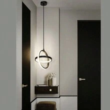 220V 小型现代 LED 吊灯，直径 20CM 圆形 LED 吊灯，黑色硅胶吊灯灯具，吊灯悬挂灯适用于餐厅客厅厨房 - 吊燈 - 查看 2