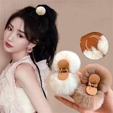 毛绒马尾发夹，发髻夹，秋冬发饰 - 多色 - 查看 4