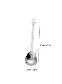 5pcs 304 Stainless Steel Guitar Shaped Spoons, Creative Multi-Colored Unique Coffee Spoon For Stirring Dessert, Music Cafe Back To School - Multicolor - View 2